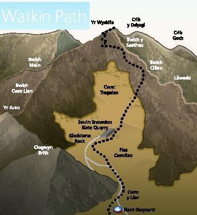 Snowdon Watkin Path Map Snowdon Sherpa Bus - Climb Snowdon-Tryfan From Llanberis